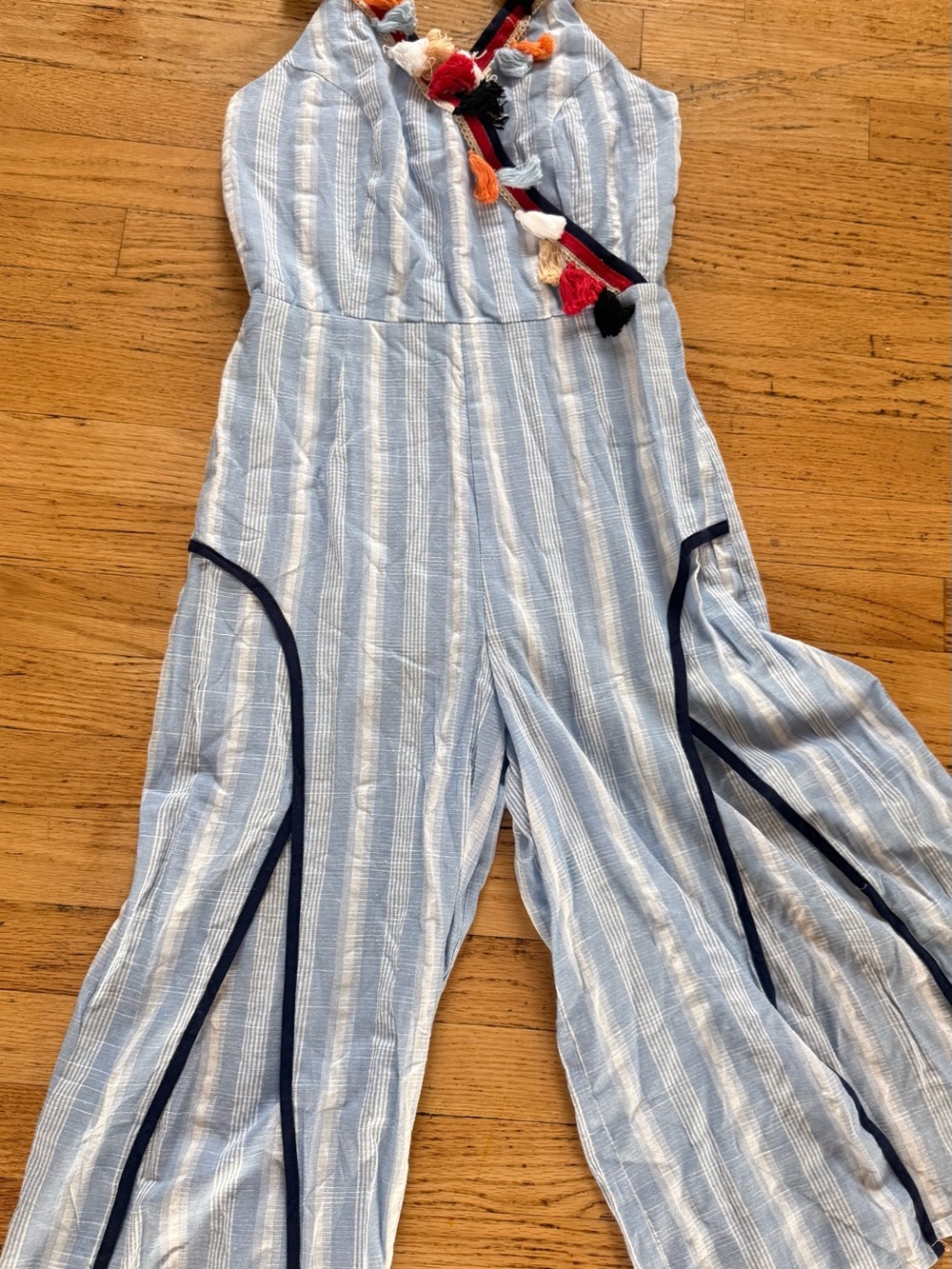 THML anthropology Light Blue and White Striped Wide-Leg Jumpsuit, like new XS